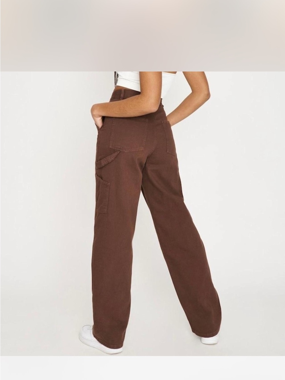 Garage Brown Wide-Leg Utility Pants